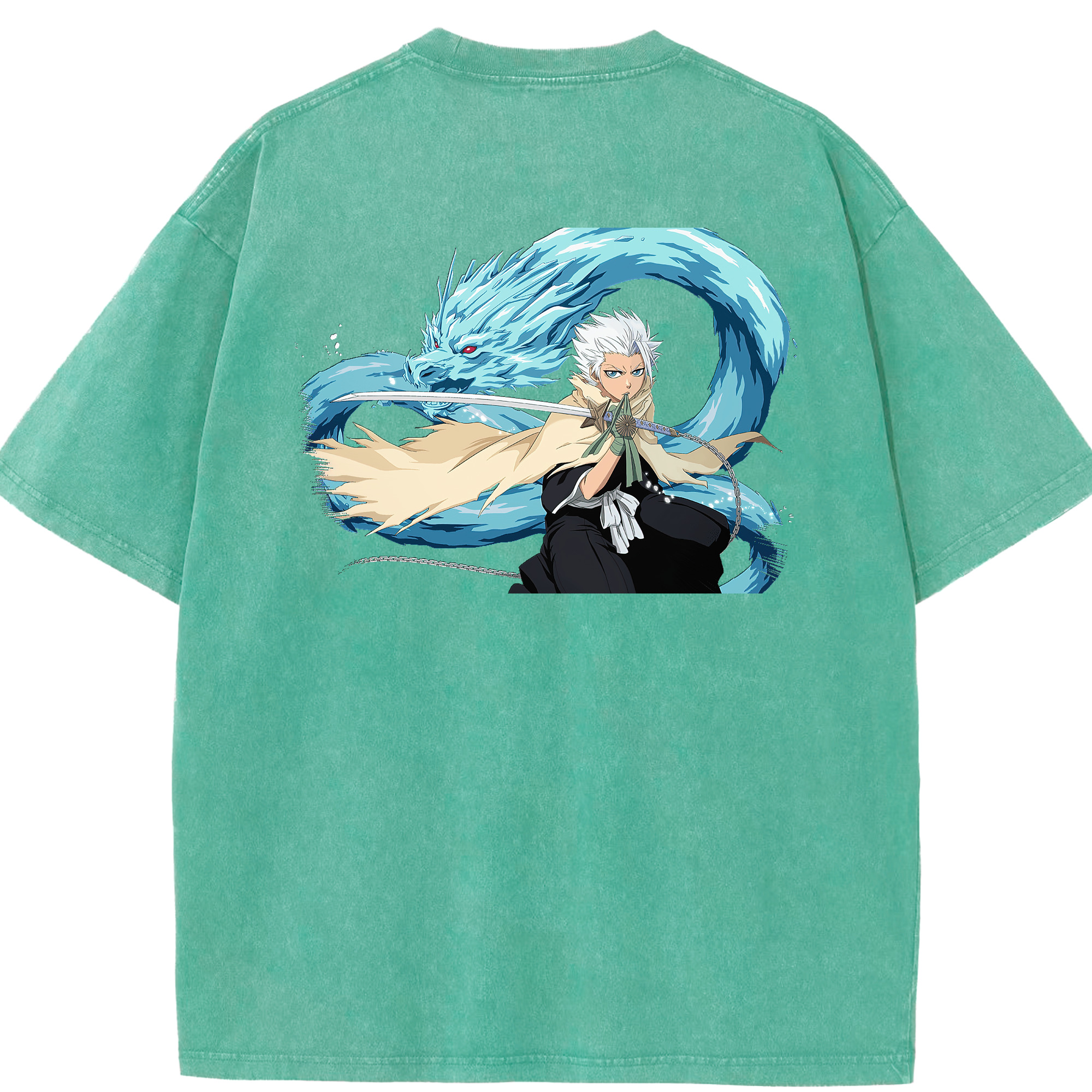 （画像用） ブリーチ 日番谷冬獅郎（ひつがや とうしろう） BLEACH Hitsugaya Toushirou 綿100% ヴィンテージ風 半袖Tシャツ（背面プリント）